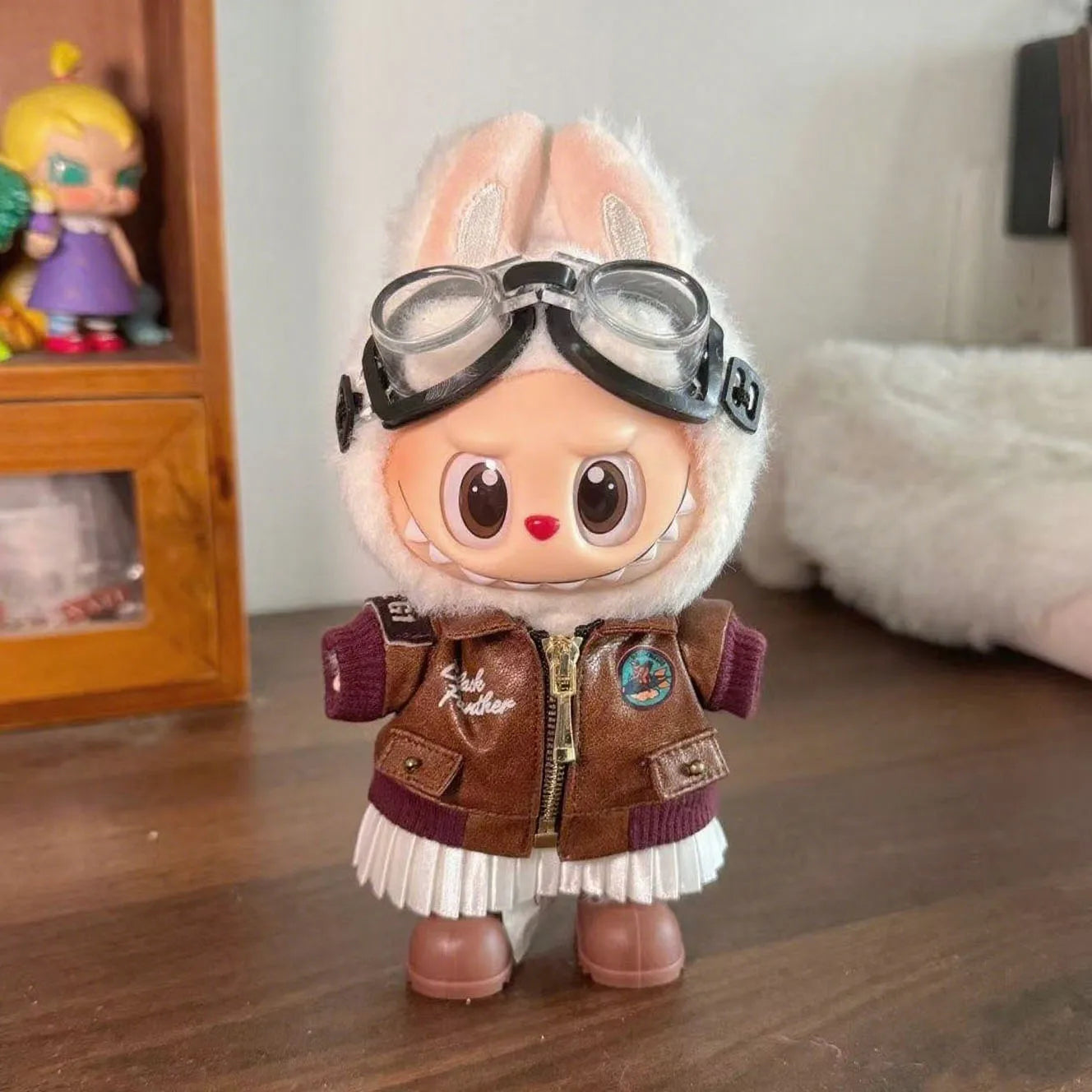 Brown Retro Flying Jacket For your Labubu