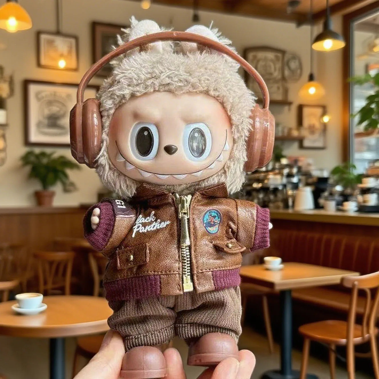 Brown Retro Flying Jacket For your Labubu