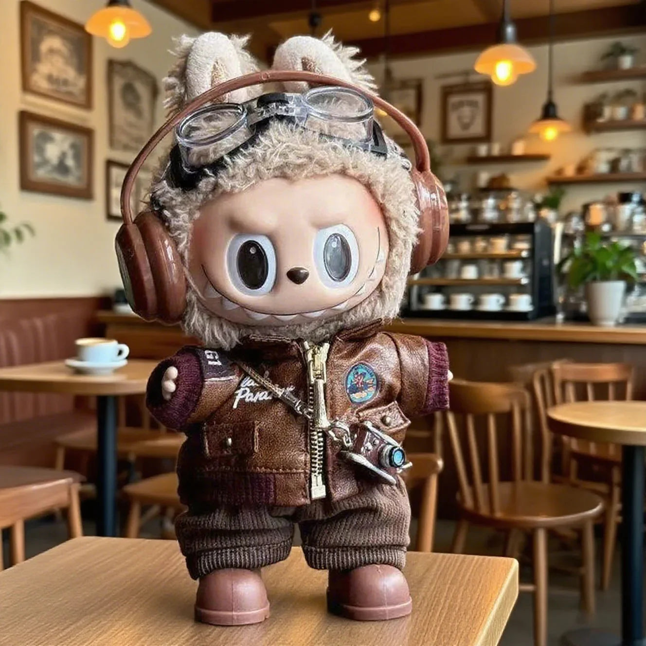 Brown Retro Flying Jacket For your Labubu