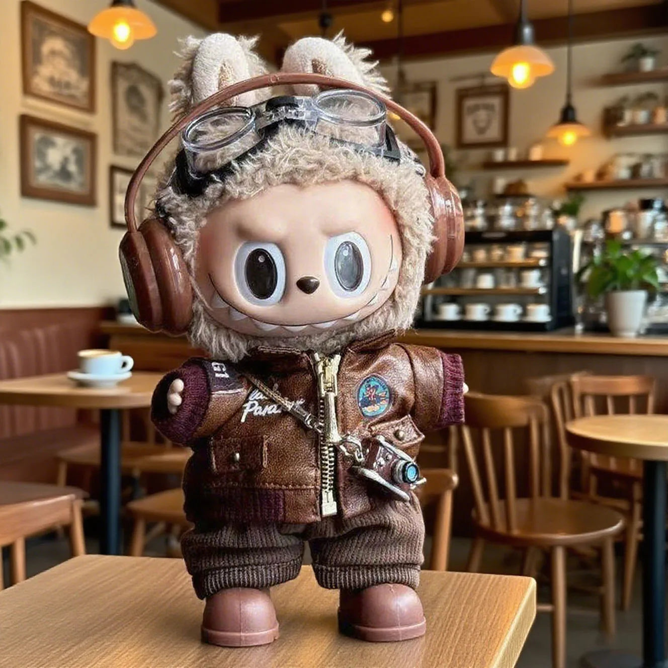 Brown Retro Flying Jacket For your Labubu