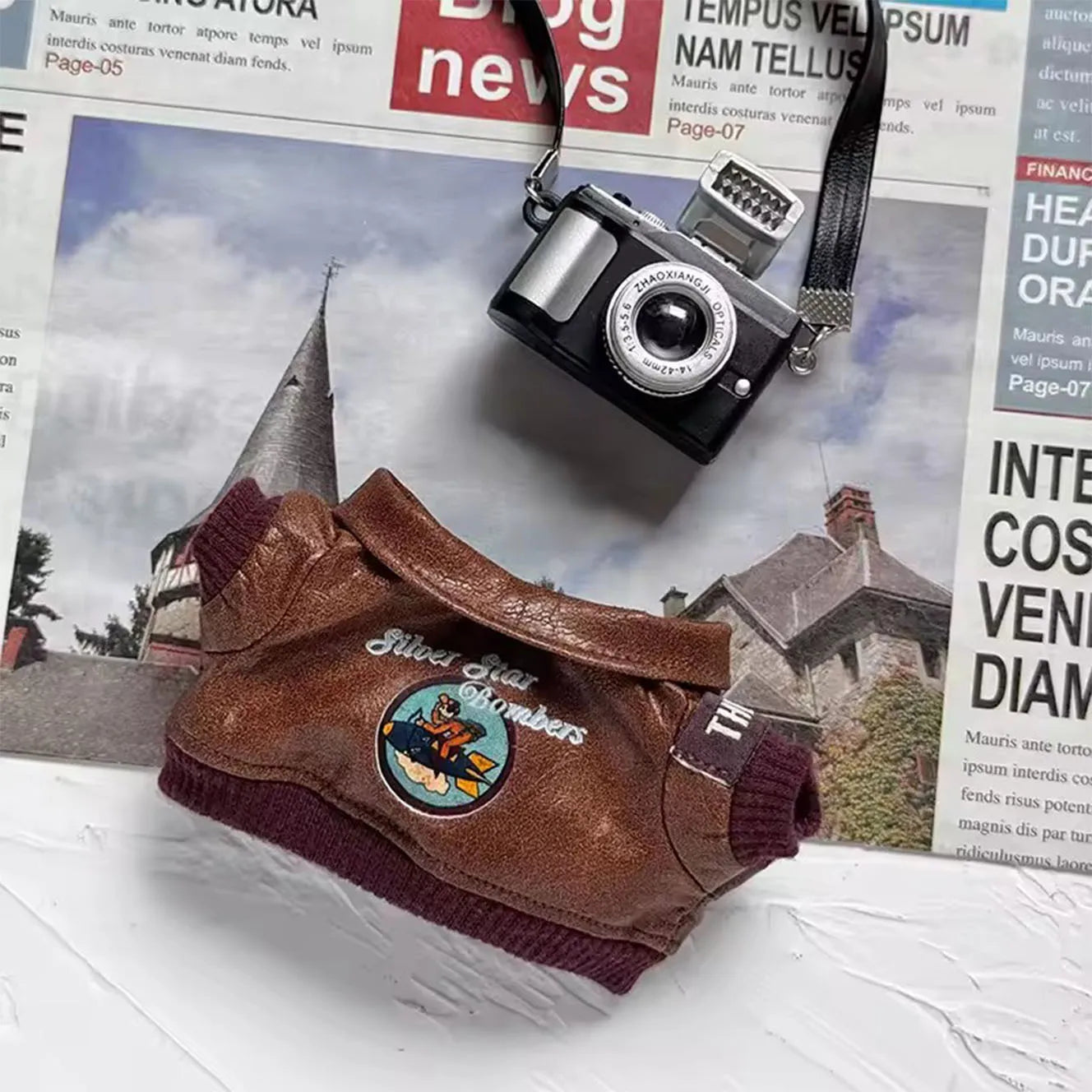 Brown Retro Flying Jacket For your Labubu
