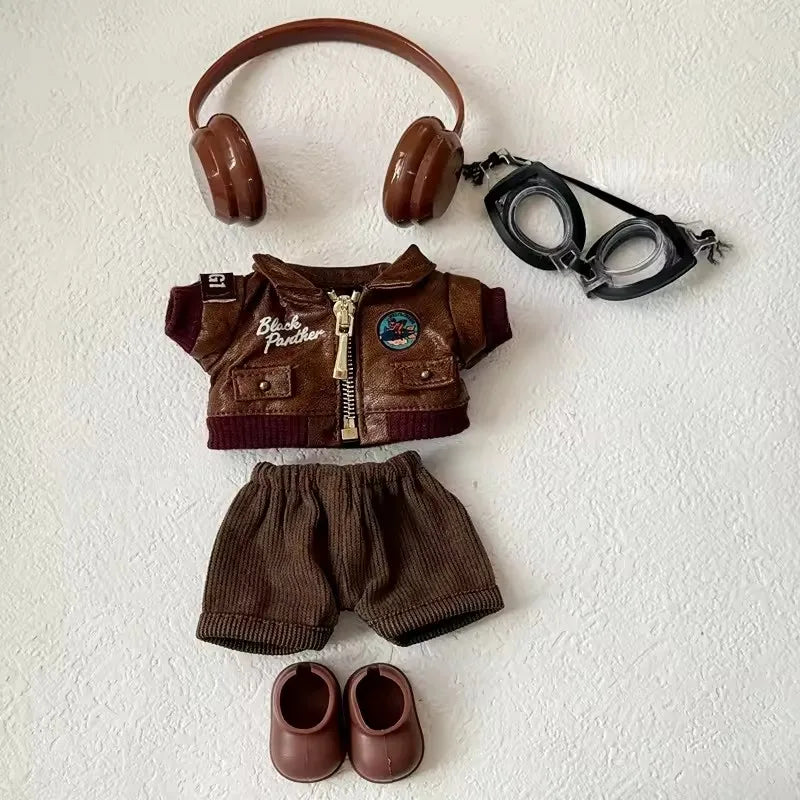 Brown Retro Flying Jacket For your Labubu